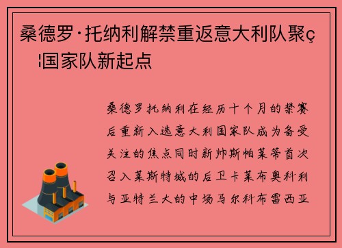 桑德罗·托纳利解禁重返意大利队聚焦国家队新起点